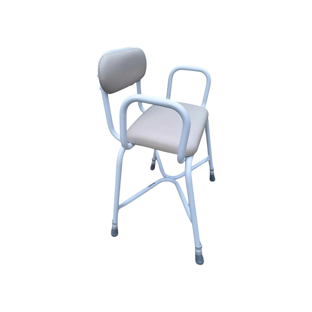 Bariatric Perching Stool with Arms and Backrest - Heavy-Duty Support & Comfort