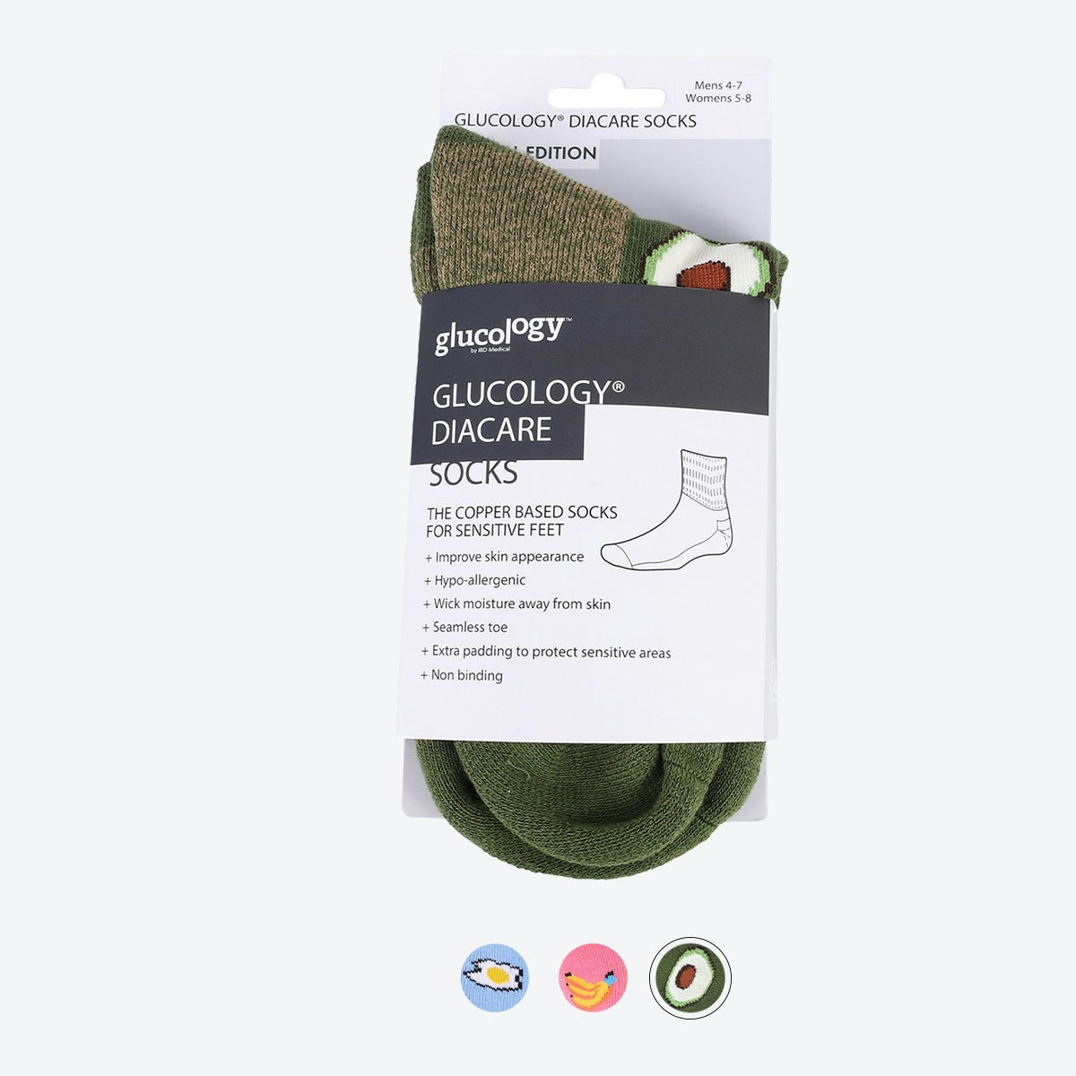Glucology Diacare Copper Based Socks | Avocado | 2 Pack