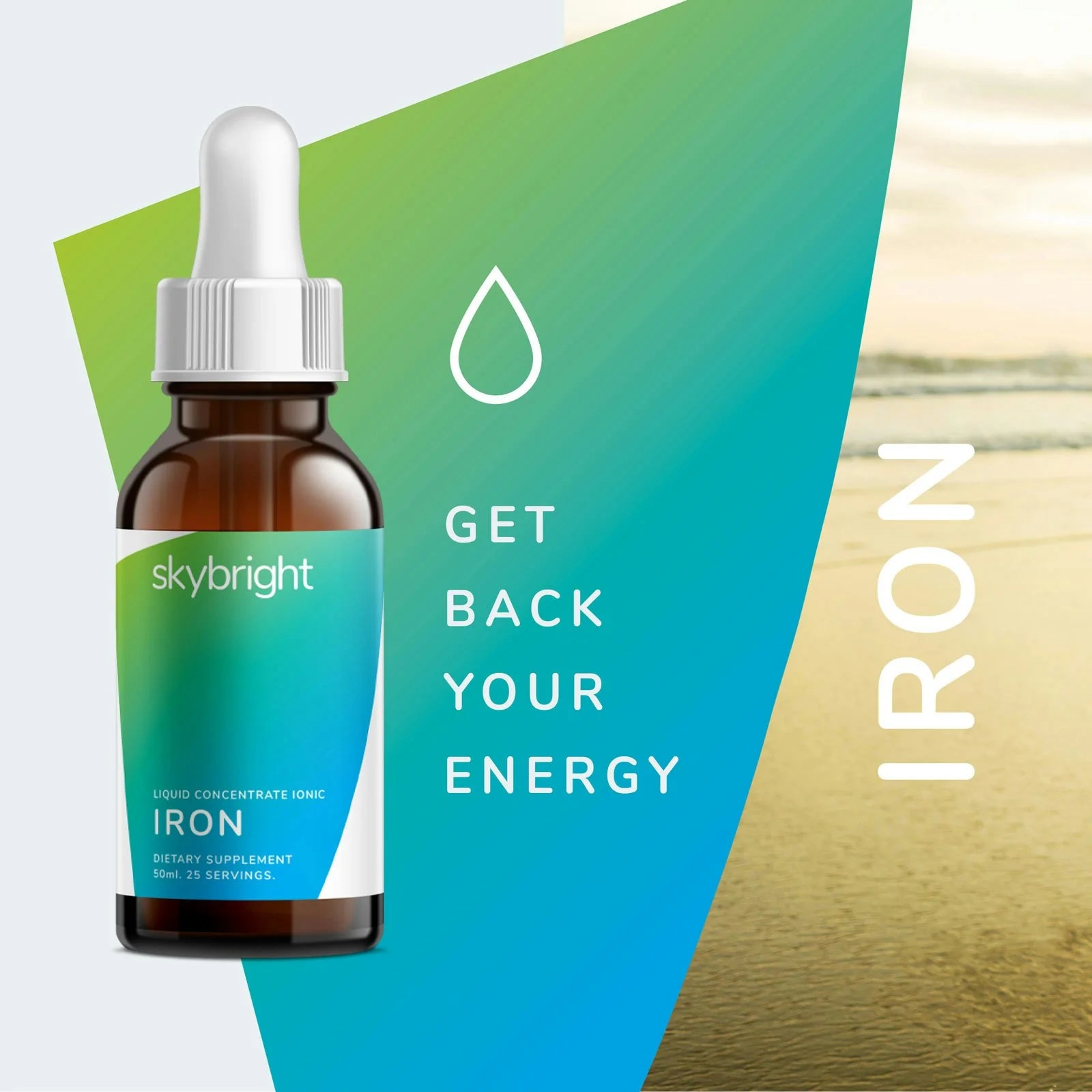 Skybright Iron Liquid Mineral 50ml - Enhanced Absorption Formula with Citric Acid for Energy