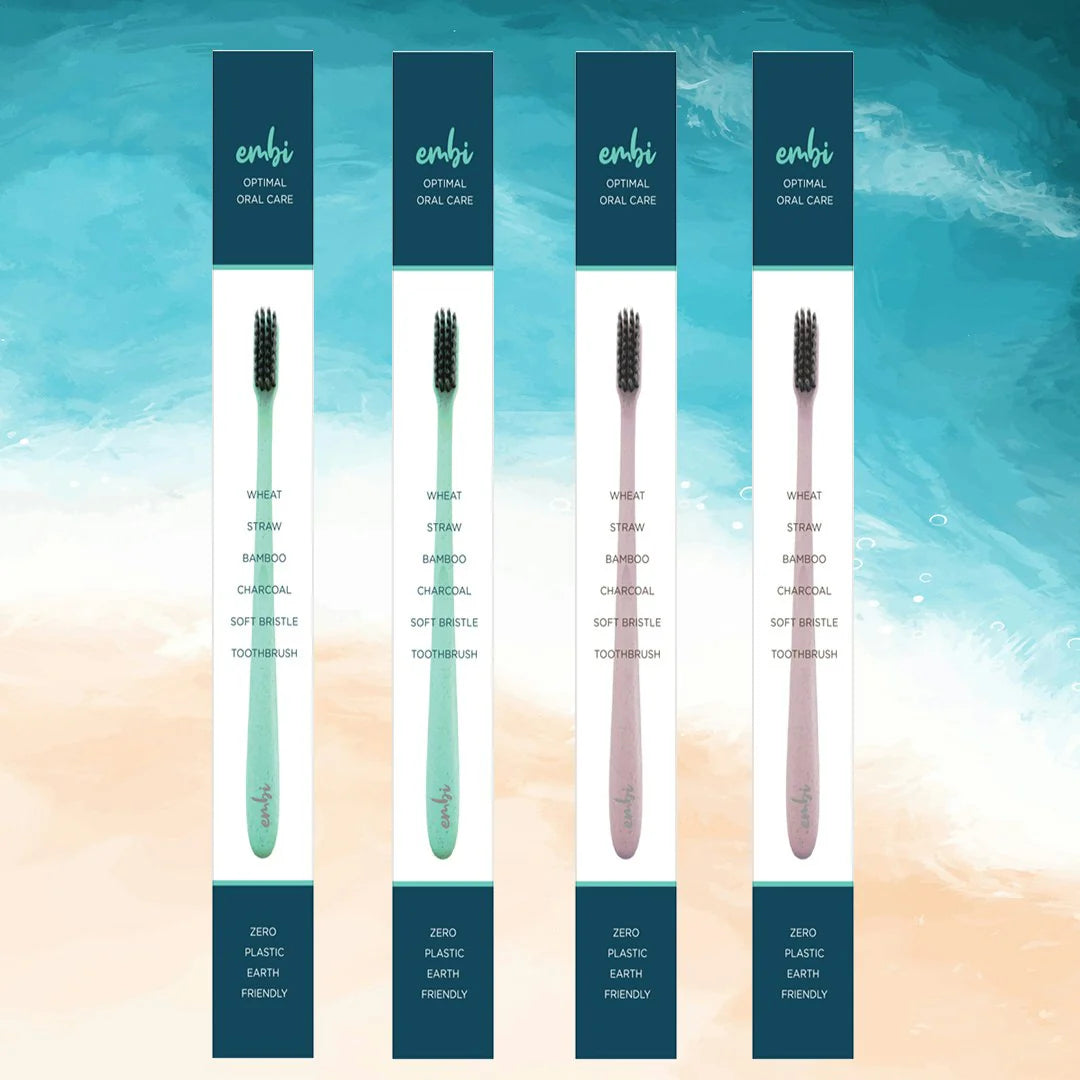 embi OOC Eco Toothbrush - Soft Bristle, Gum Friendly | 4 Pack