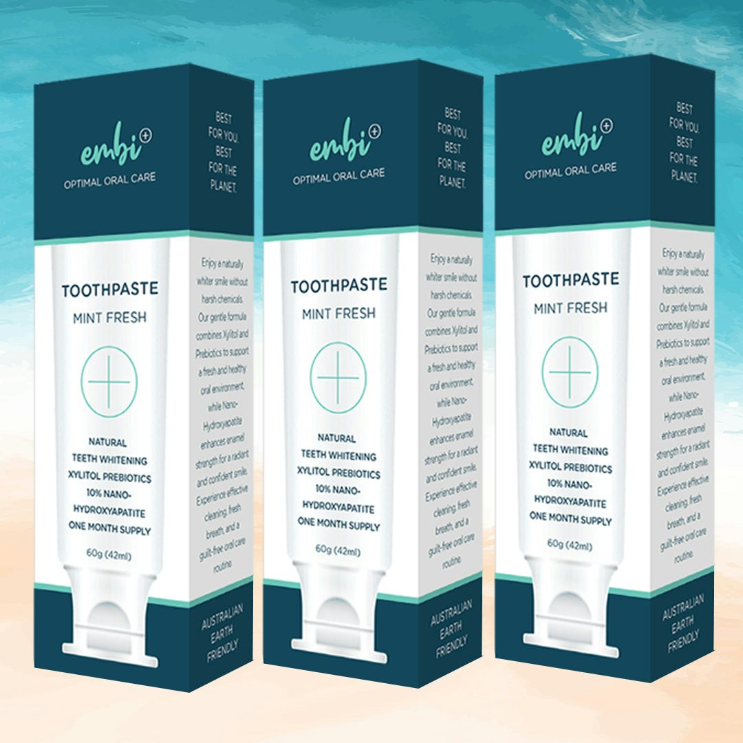 embi OOC Natural Whitening Toothpaste - 10% Nano-Hydroxyapatite | 3 Pack