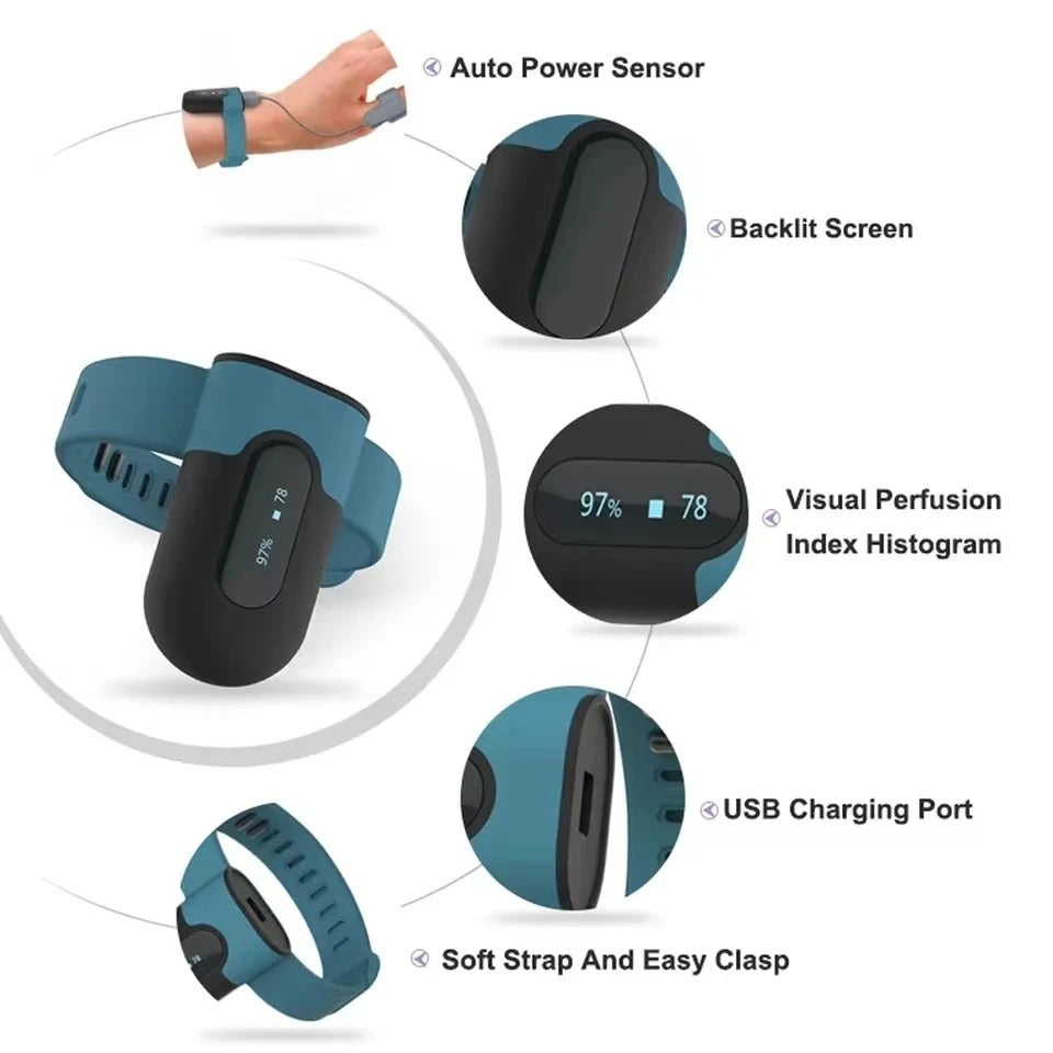 Bluetooth Blood Oxygen Monitor with App – Wearable Pulse Oximeter, Heart Rate Monitor & Sleep Tracking
