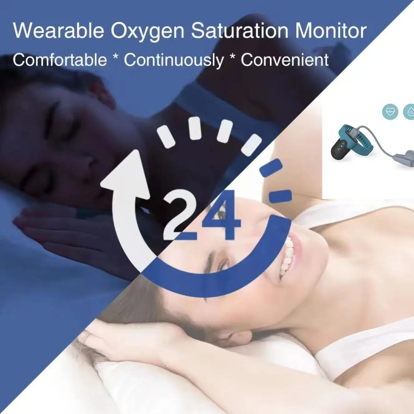 Bluetooth Blood Oxygen Monitor with App – Wearable Pulse Oximeter, Heart Rate Monitor & Sleep Tracking