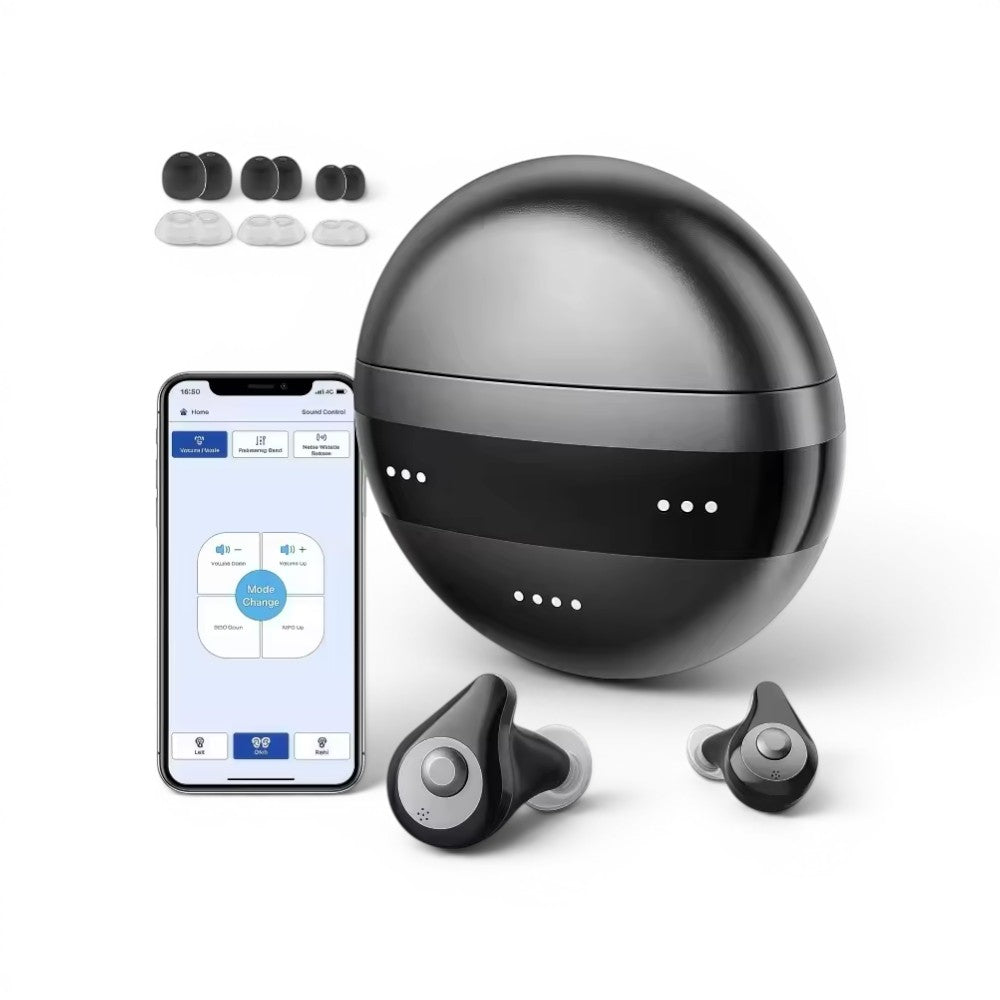 Bluetooth Rechargeable Hearing Aids with App Control & Noise Cancelling