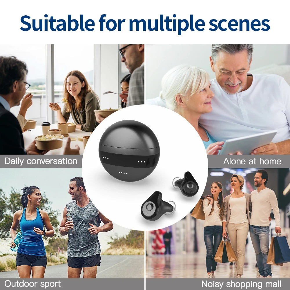 Bluetooth Rechargeable Hearing Aids with App Control & Noise Cancelling