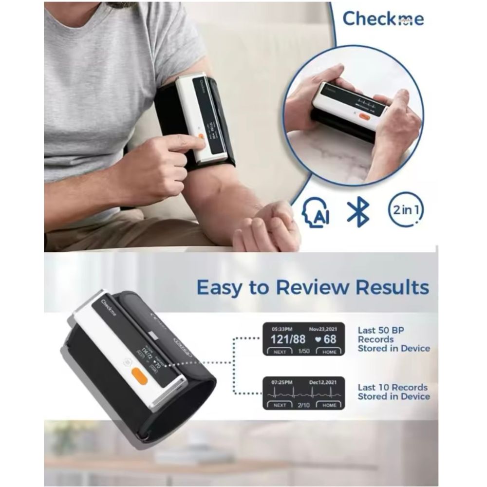 Bluetooth Upper Arm Blood Pressure Monitor with ECG & Heart Rate Monitoring