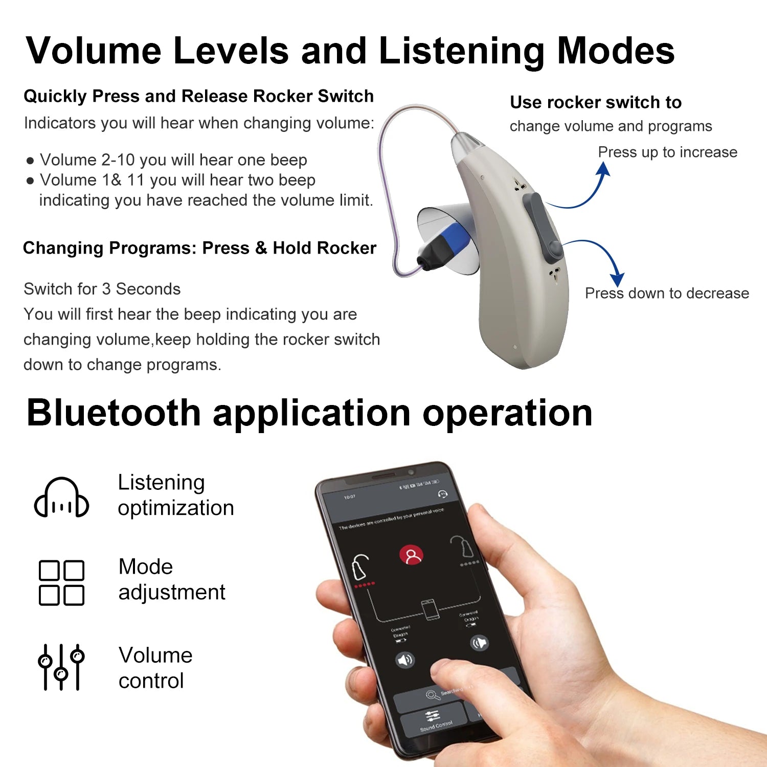 Bluetooth Noise Cancelling Hearing Aid with App Control 