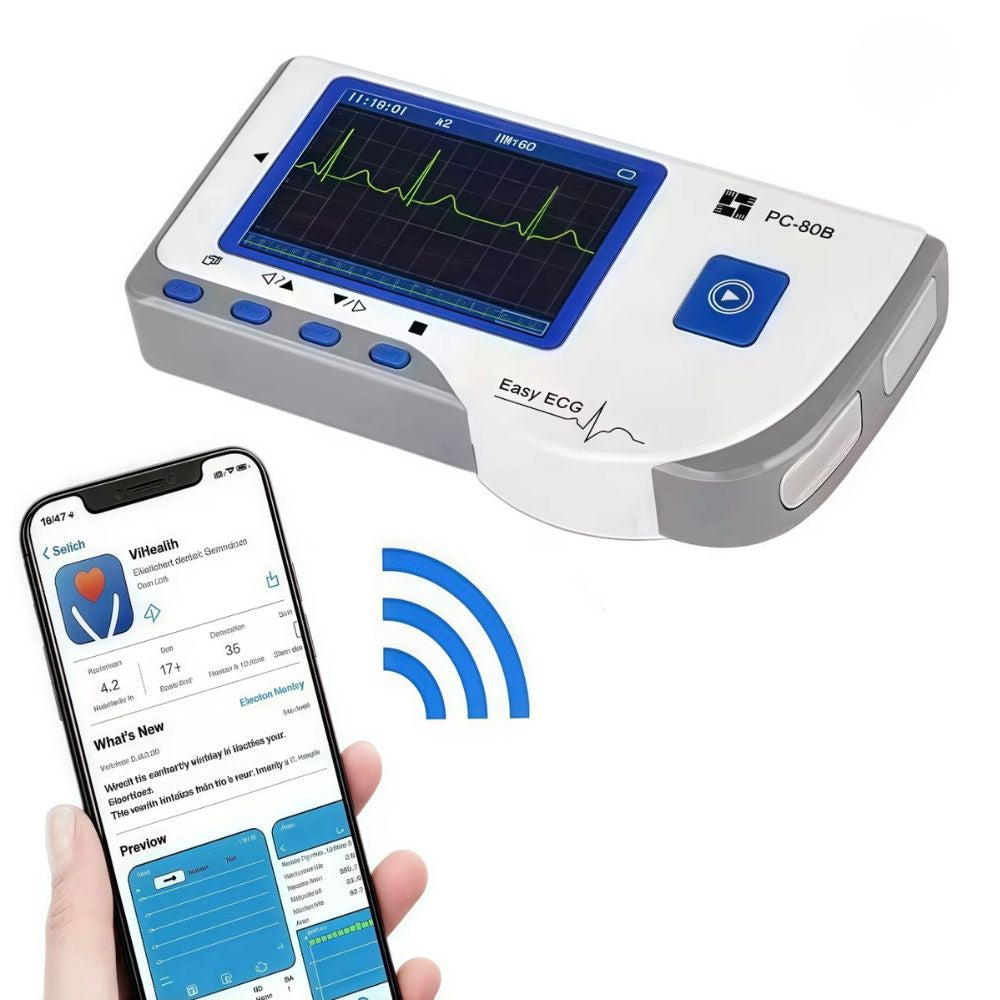 Bluetooth Portable ECG Heart Monitor – Handheld Electrocardiogram (EKG) Recorder with App & Data Storage