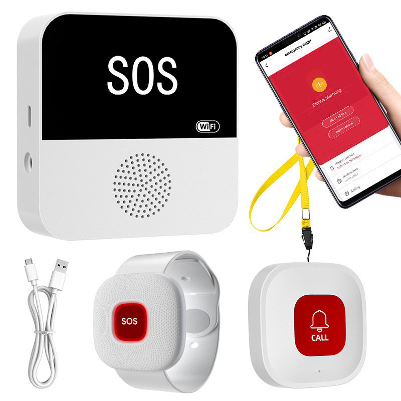 CF100 Smart WiFi Caregiver Call Bell System with SOS Wristband & Call Button