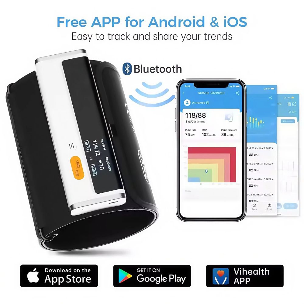 Digital Blood Pressure Monitor with Bluetooth & USB Charging