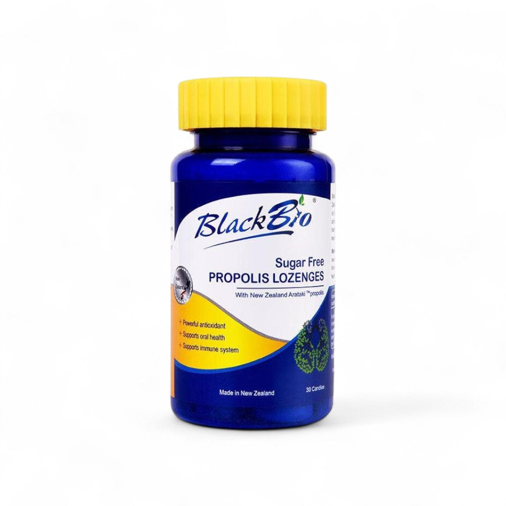BlackBio Propolis Lozenges 30s | Sugar-Free Throat & Lung Support