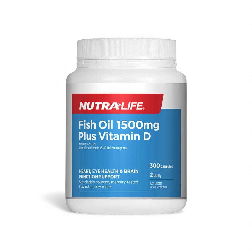 Nutralife Fish Oil 1500mg + Vitamin D 300s | Omega-3 Heart & Joints