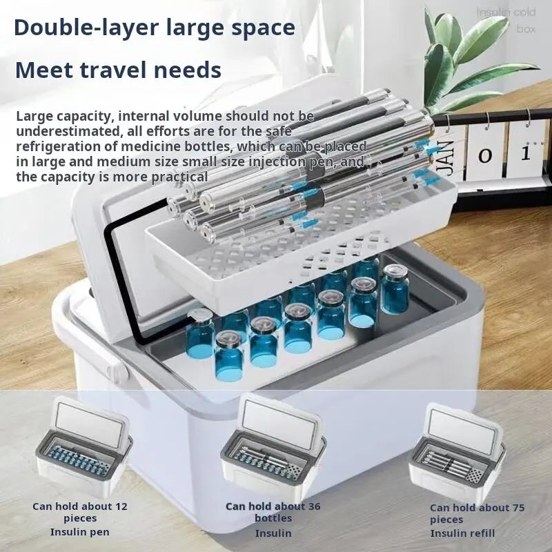  Portable Insulin Refrigerator – LED Display, Double Layer, 0–18°C