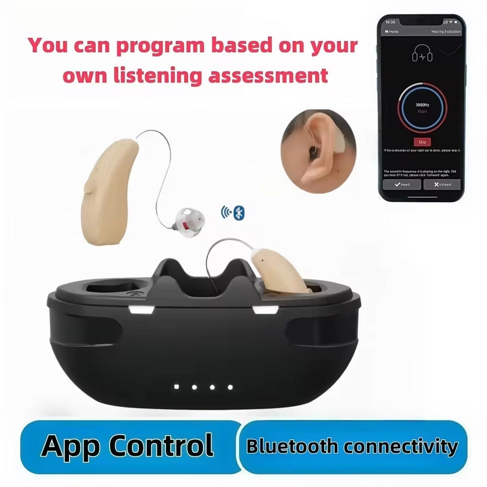 Rechargeable Bluetooth RIC Hearing Aid with App Control