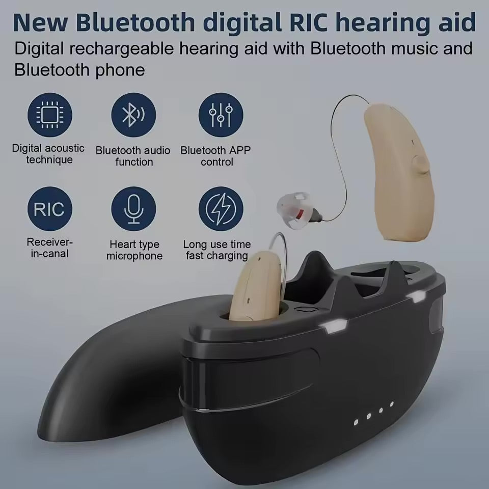 Rechargeable Bluetooth RIC Hearing Aid with App Control