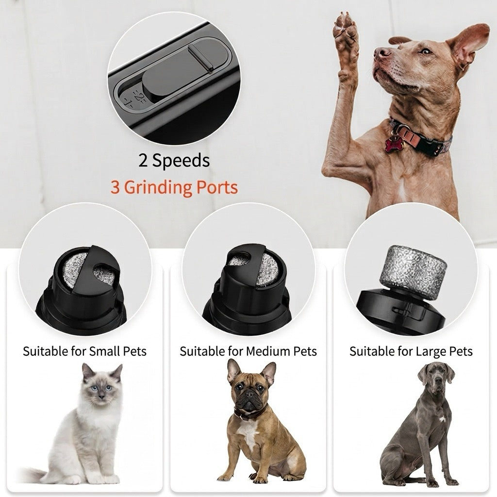 Rechargeable Pet Nail Grinder with LED Lights – 2 Speeds