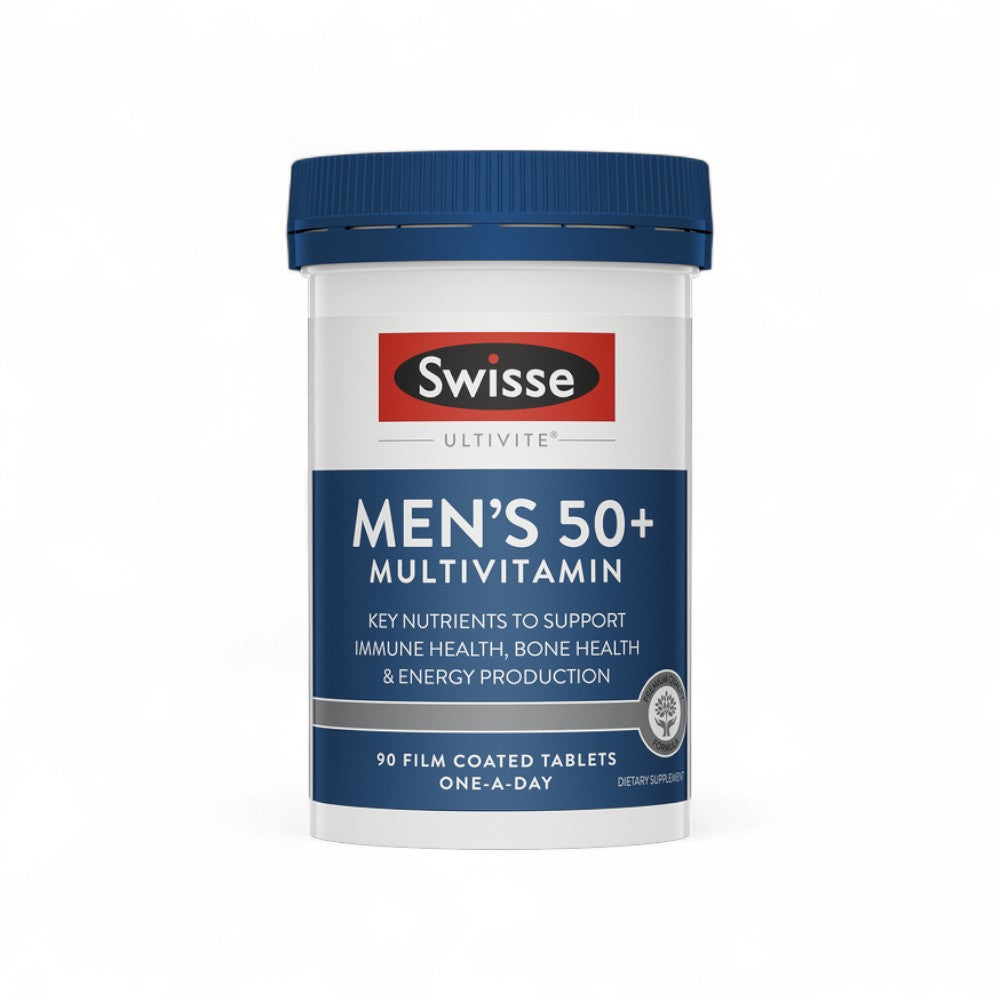 Swisse Men's 50+ Multivitamin 90 Tabs | Bone, Energy & Heart Support