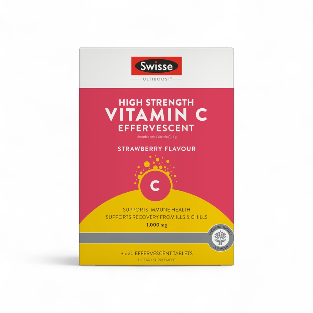 Swisse Vitamin C Effervescent 1000mg 60s- High Strength Immune Support