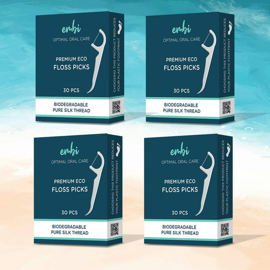 embi OOC Pure Silk Floss Picks - Premium, Eco-Friendly  | 4 Pack