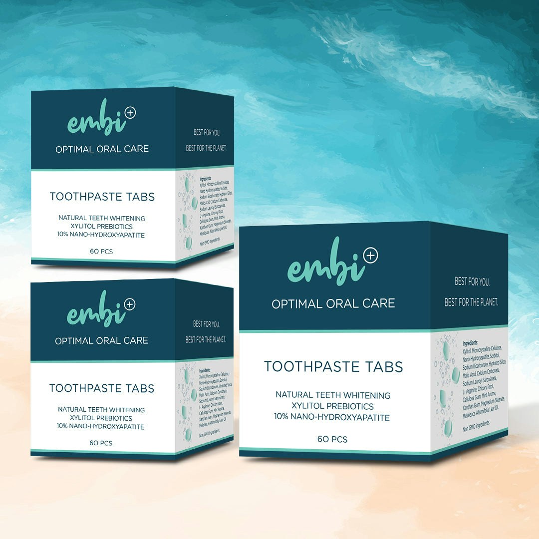 embi OOC Whitening Toothpaste Tablets - 10% Nano Hydroxyapatite | 3 Pack