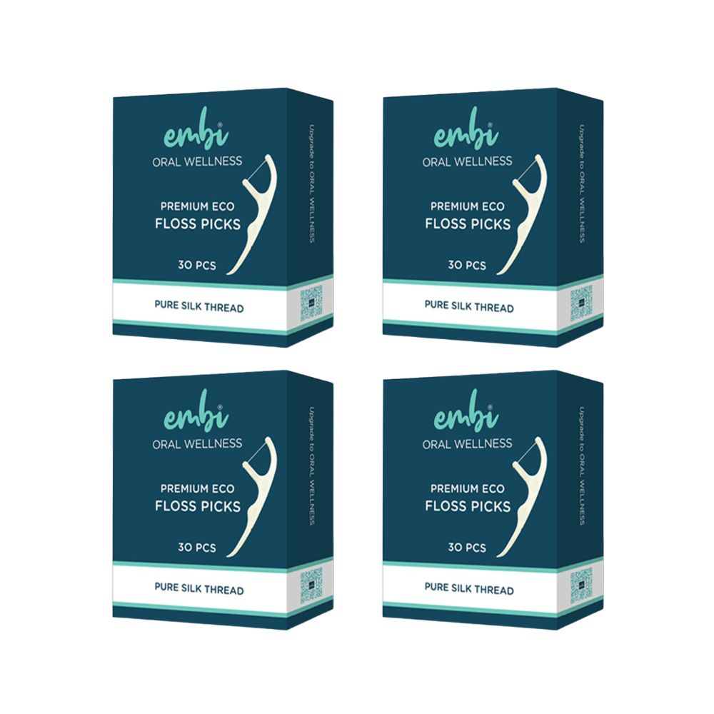 embi Oral Wellness Pure Silk Floss Picks - Premium, Eco-Friendly  | 4 Pack