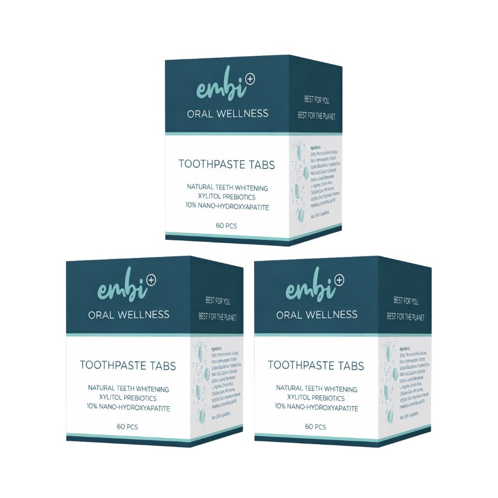 embi Oral Wellness Whitening Toothpaste Tablets - 10% Nano Hydroxyapatite | 3 Pack