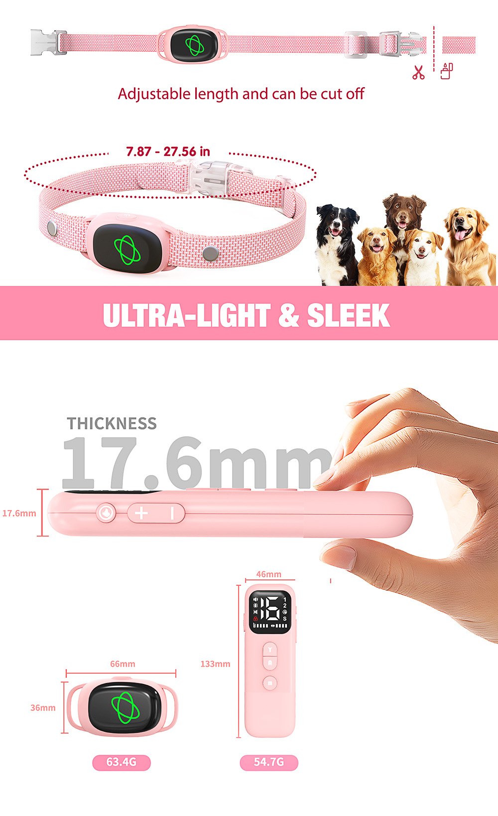 2-in-1 Dog Training & Bark Control Collar – 800m Remote
