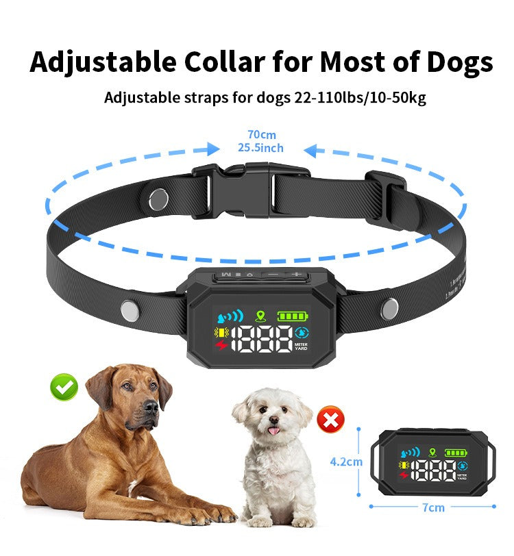 Adjustable GPS collar for dogs 10 to 50 kg, strap 70 cm, unit 7 x 4.2 cm