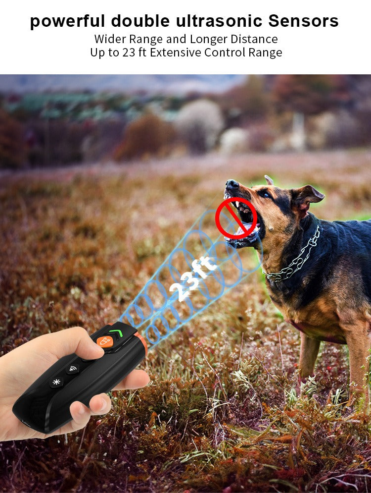 Ultrasonic Dog Trainer & Bark Deterrent – Rechargeable Handheld Device
