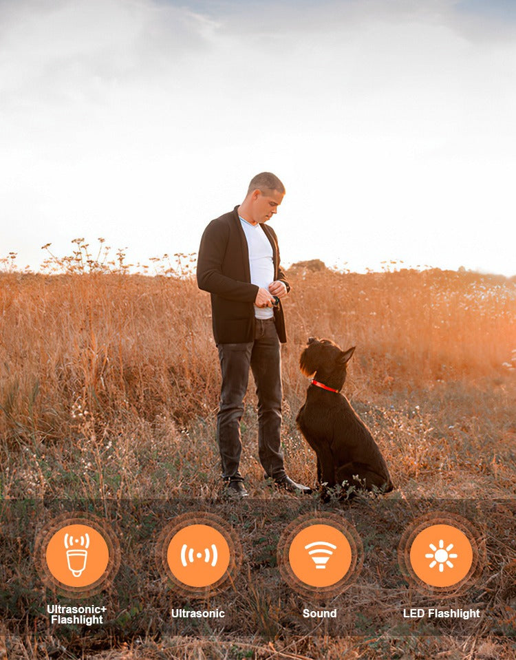 Ultrasonic Dog Trainer & Bark Deterrent – Rechargeable Handheld Device