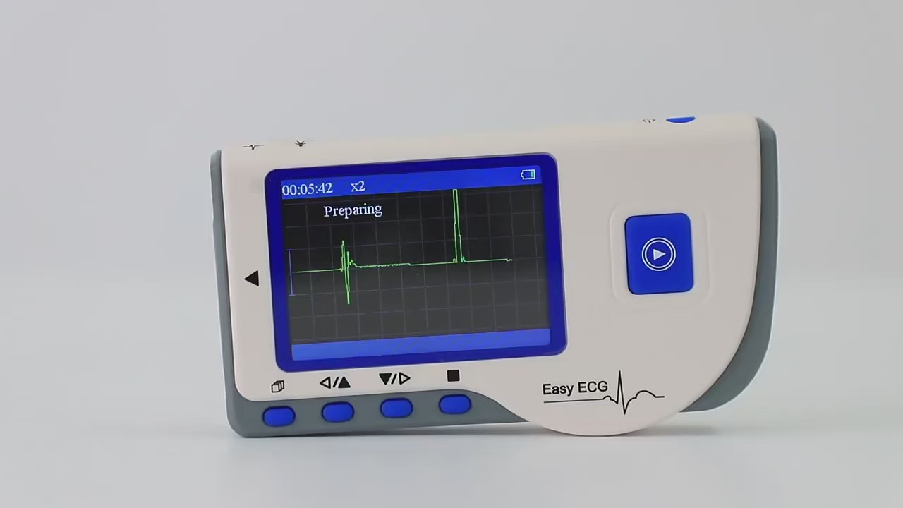 Load video: Bluetooth Portable ECG Heart Monitor – Handheld Electrocardiogram (EKG) Recorder with App &amp; Data Storage